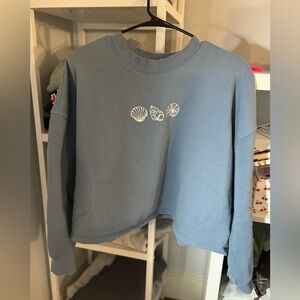 Wild Fable Blue Seashell Embroidered Sweatshirt
